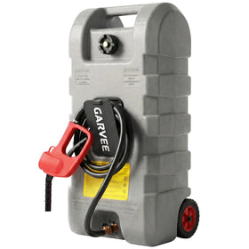 Garvee front view showing 15 gallon caddy and labels, durable storage benefit