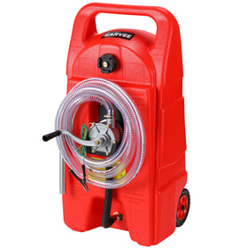 Garvee front view of 15-gallon fuel caddy showing tank and label, durable and portable