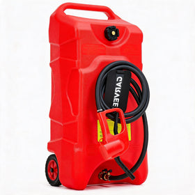 Garvee front view of 16 gallon fuel caddy showing capacity and portability benefit
