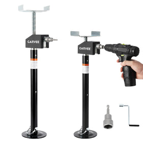Garvee front view packaging showing both stabilizer jacks and tools for fast setup