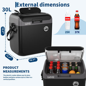 Garvee interior stocked with bottles demonstrating generous 30L capacity