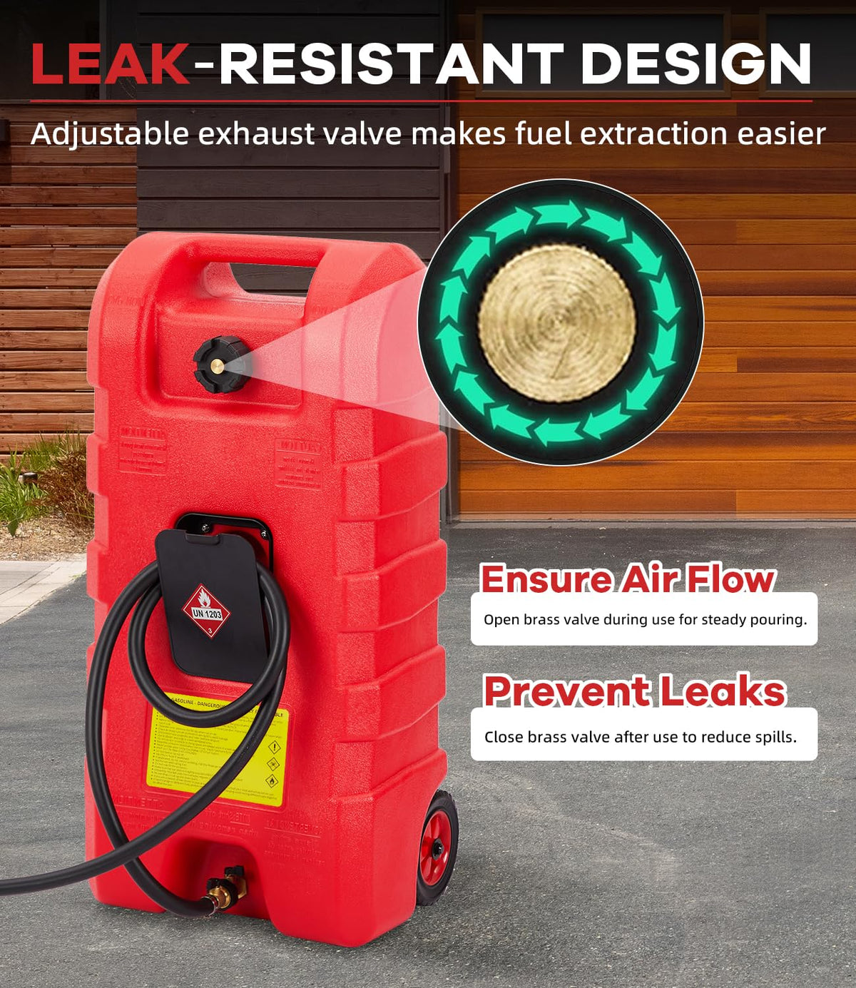 Garvee manual pump with 10 ft hose assembled for controlled refueling benefit