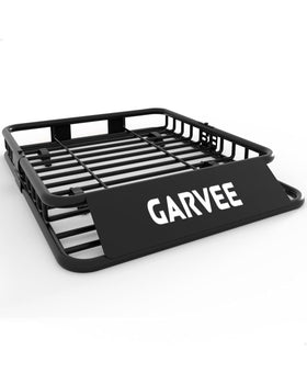 Garvee roof basket front view showing sturdy frame and organized cargo capacity
