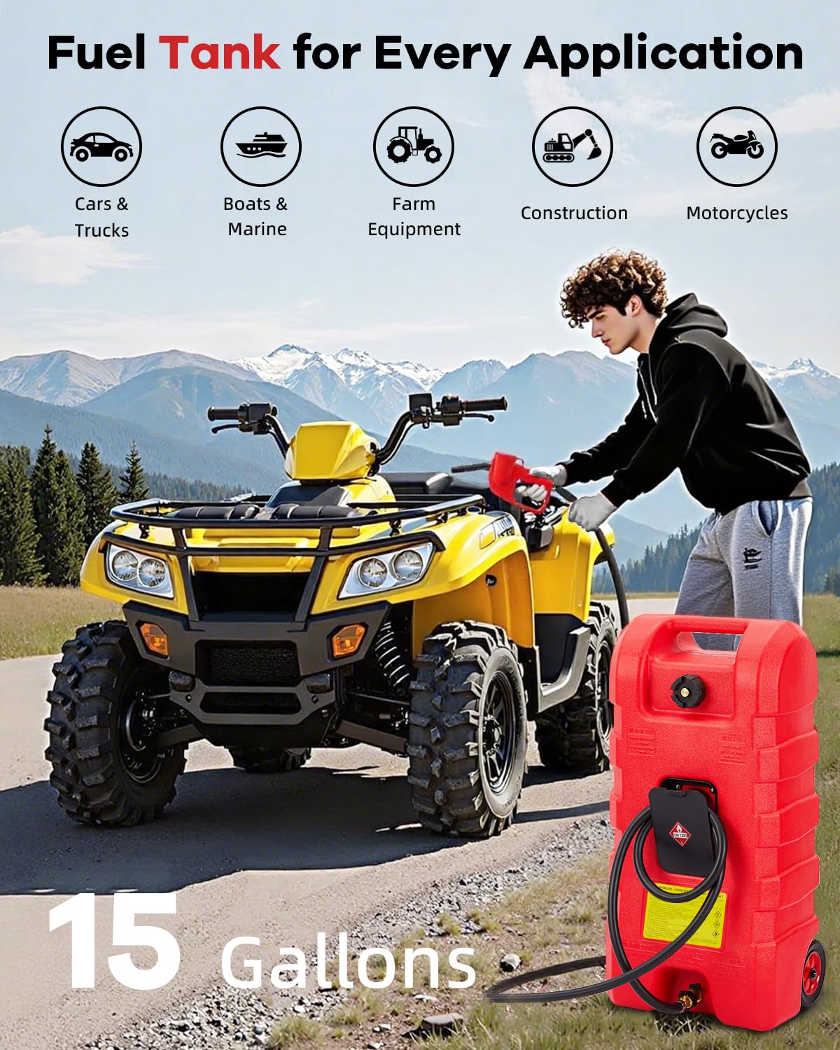 Garvee next to a standard gasoline jug showing scale and storage capacity benefit