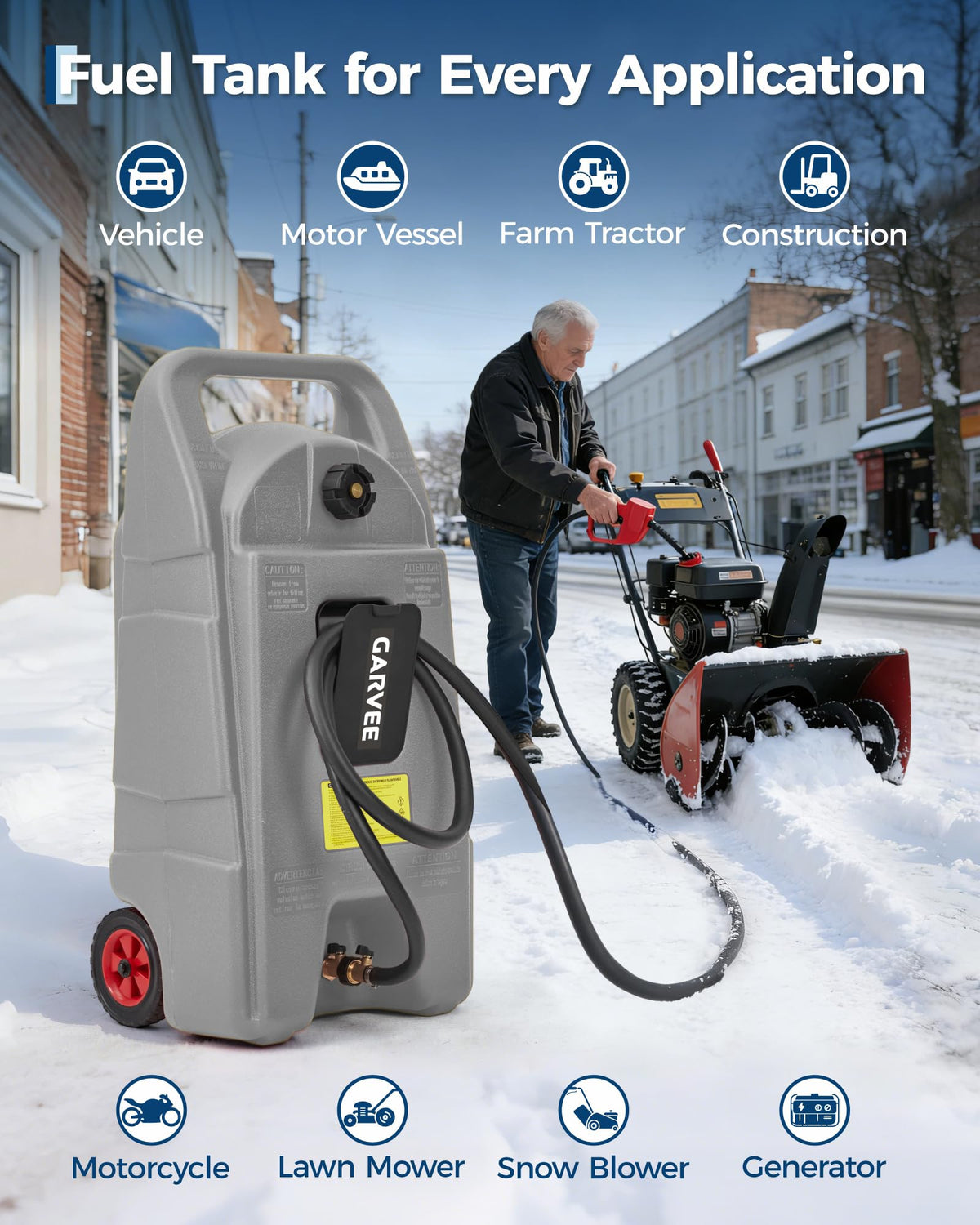 Garvee capacity comparison showing 15 gallon scale for quick size assessment