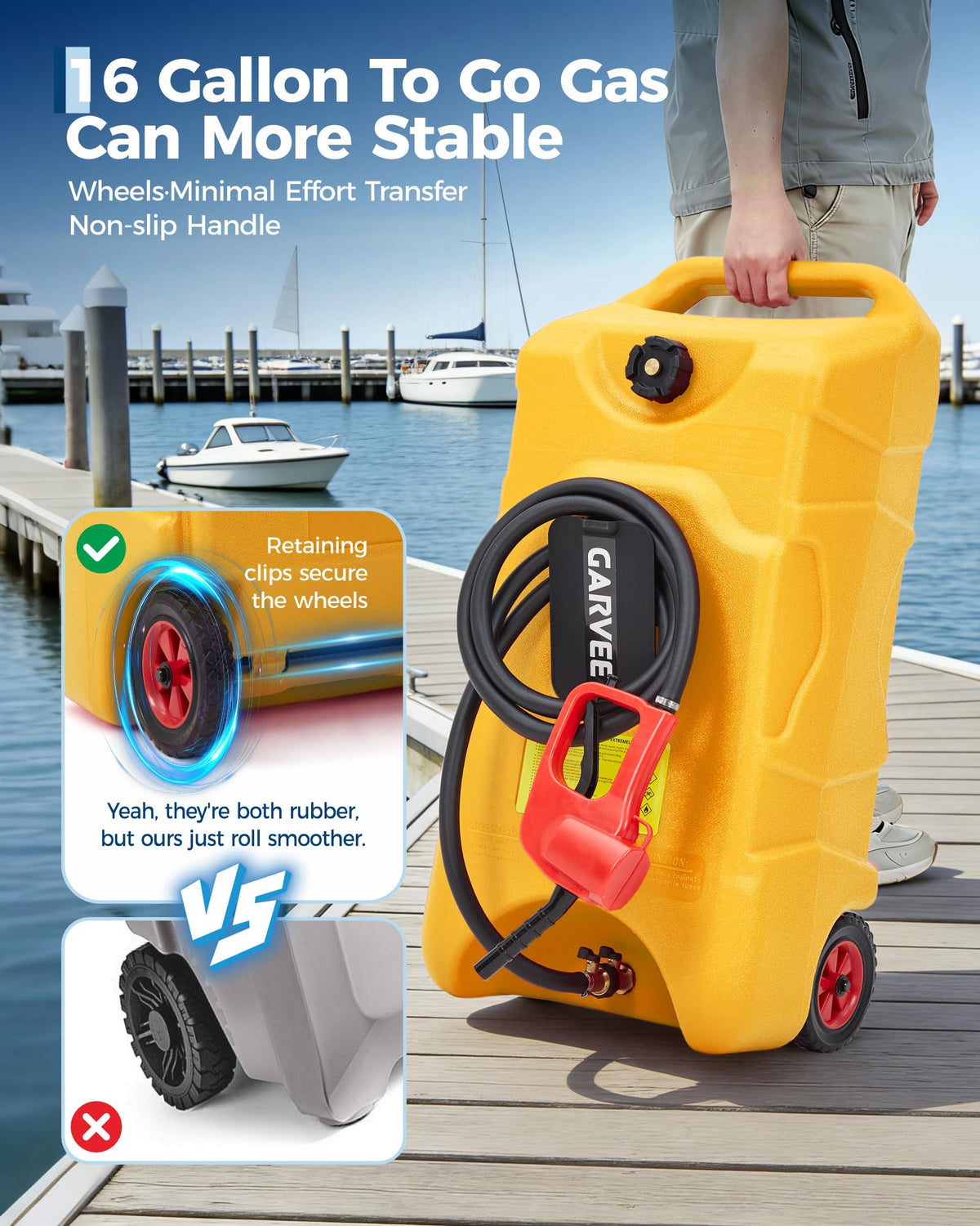 Garvee heavy-duty wheels and collapsible handle for rugged terrain mobility
