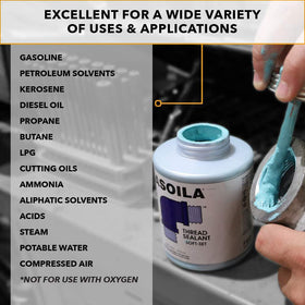 Gasoila applied on pipe threads demonstrating full coverage and secure seal benefit