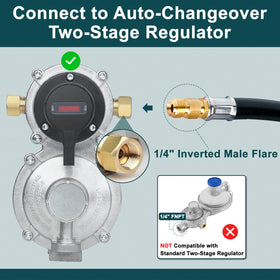 GASPRO detail of 1/4 inch male inverted flare end highlighting regulator compatibility