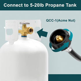 GASPRO QCC1 ACME nut tank end closeup, hand-threadable for tool-free installation