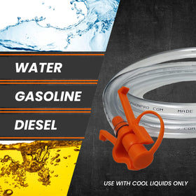 GasTapper full-length 9 ft hose displayed for extended reach and deep container access