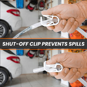 GasTapper pinch clip detail showing flow control and easy start-stop benefit