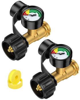 GasXpert front view gauge attached to propane tank showing clear reading benefit