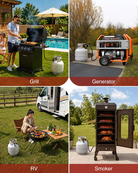 GasXpert lifestyle image near camping grill showing reliable outdoor use benefit