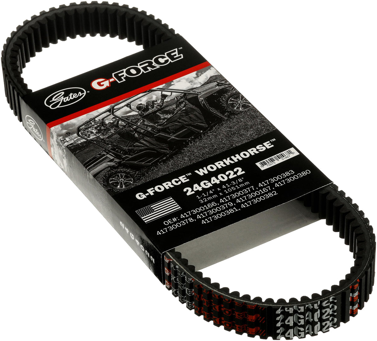 Gates 24G4022 front view showing belt profile and packaging for reliable replacement