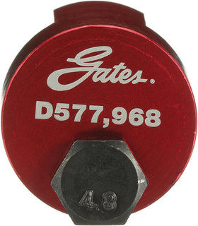 Gates tool in use stretching a Micro V belt for accurate installation