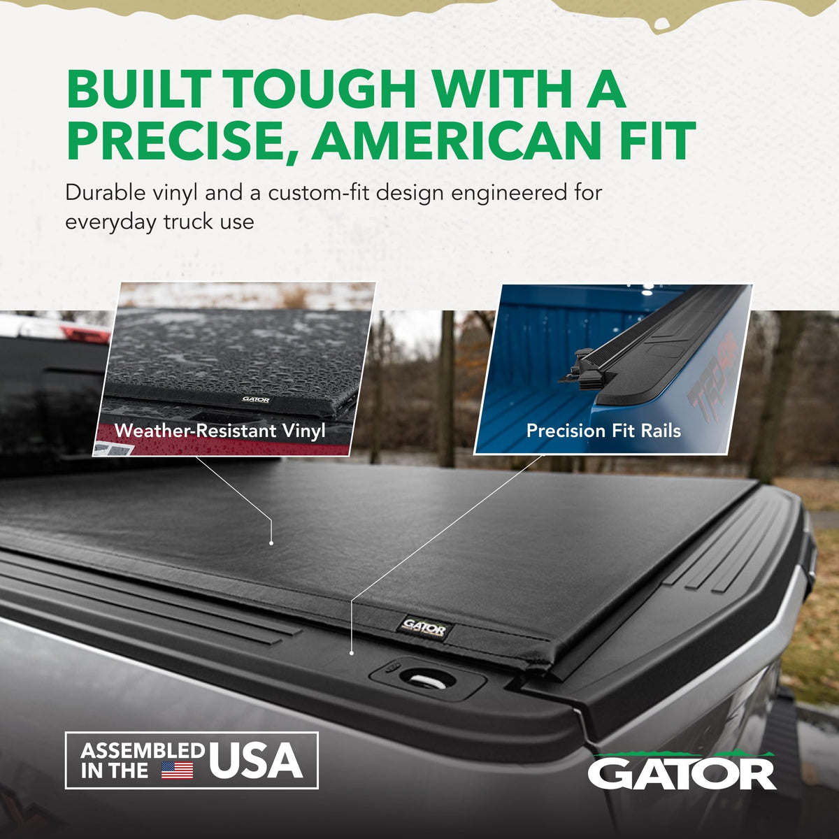 Gator Covers close-up of vinyl texture highlighting weather resistance