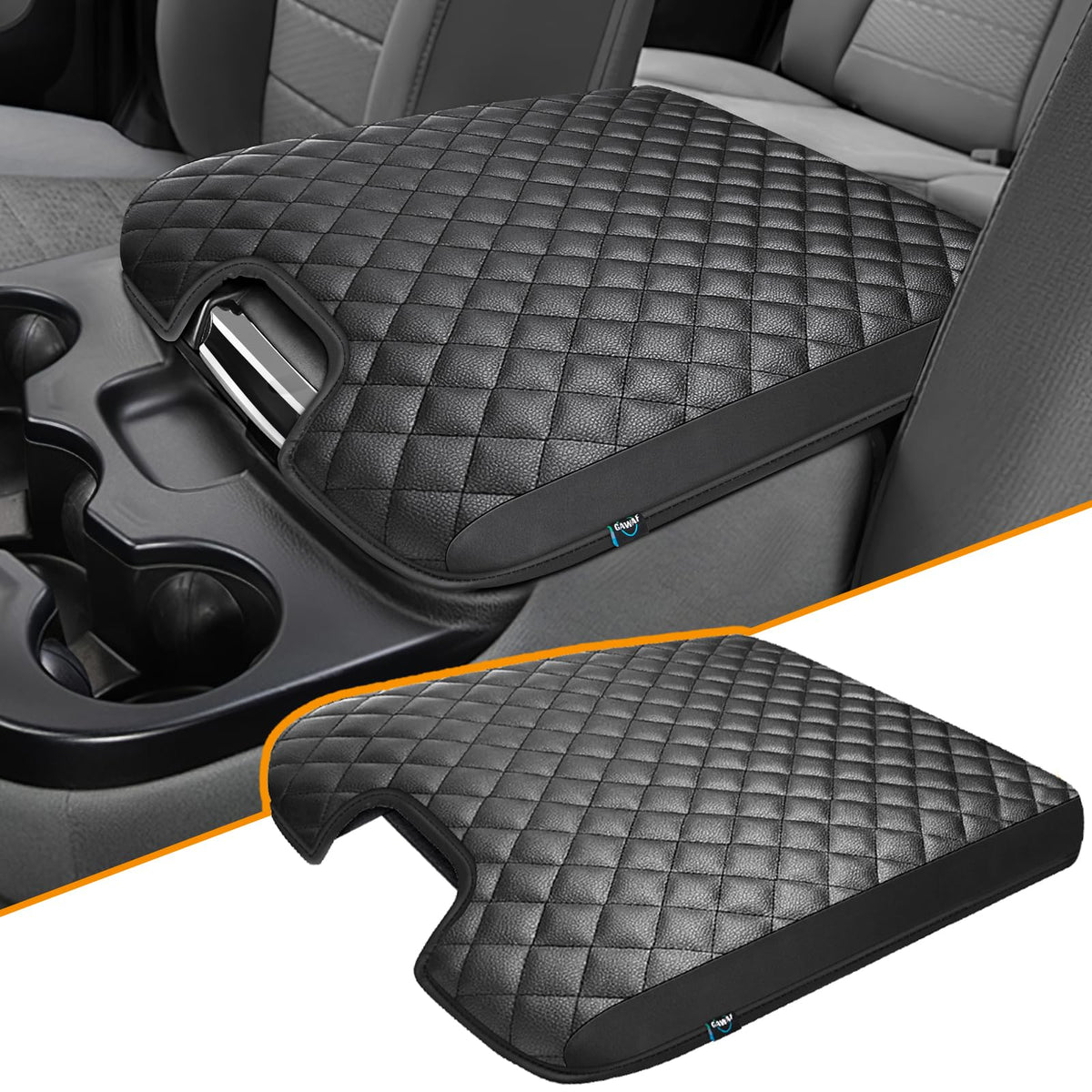 GAWAF front view of center console cover showing tailored fit and protection