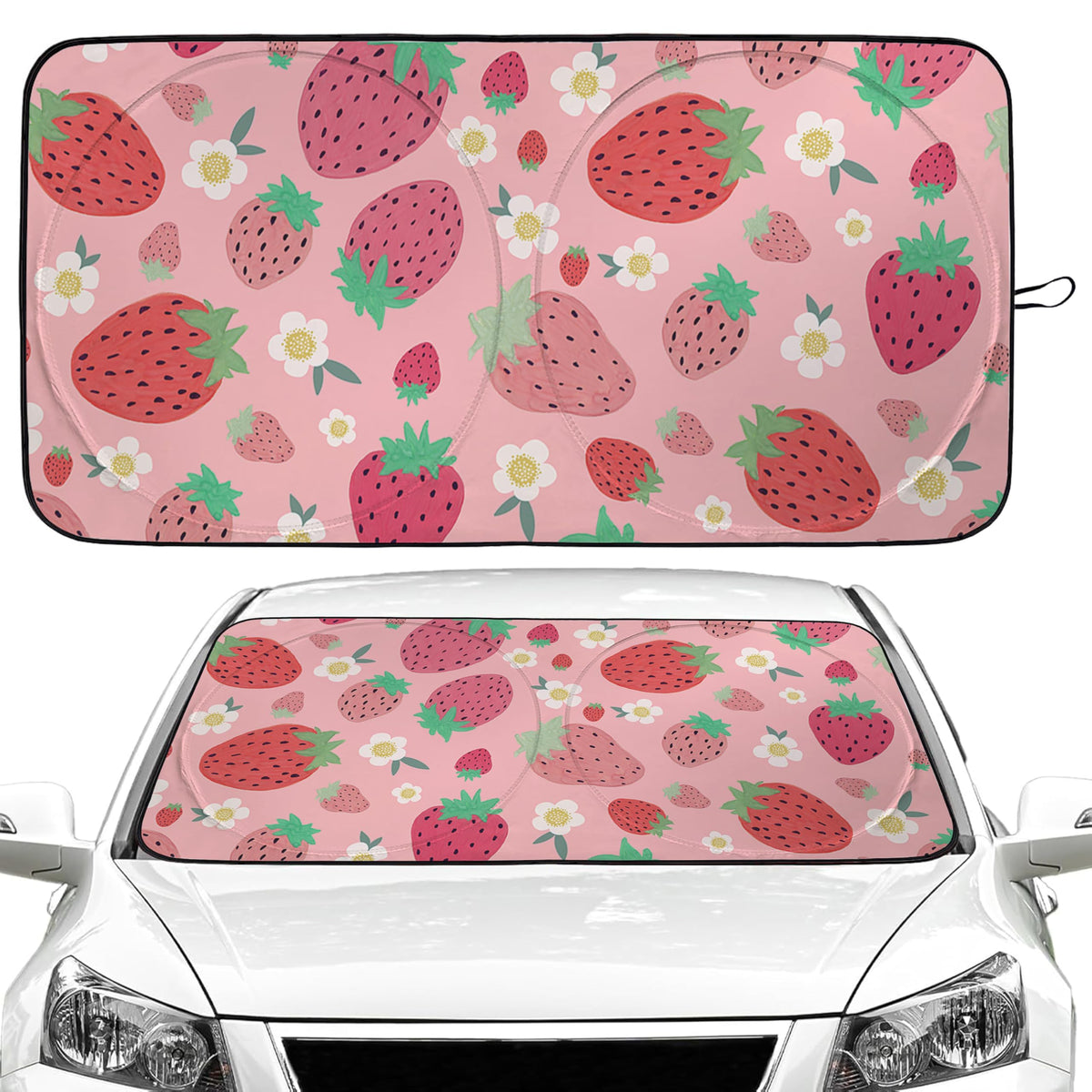 Gayruaicjz strawberry sunshade front view showing full coverage benefit