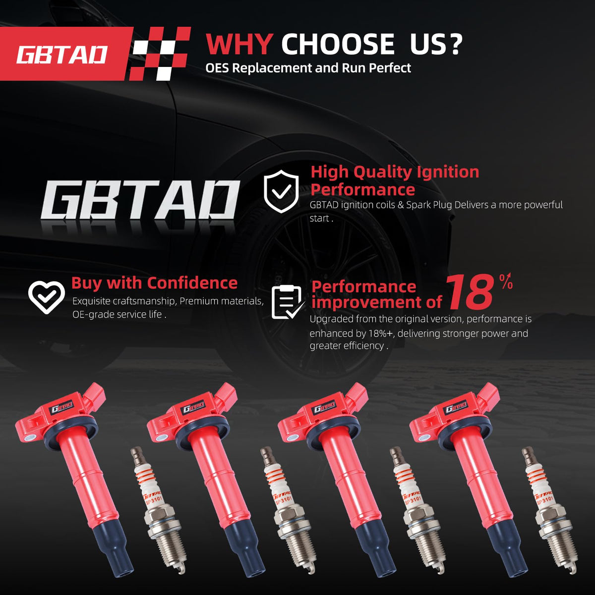 GBTAD ignition coil close-up showing copper windings and epoxy for reliability