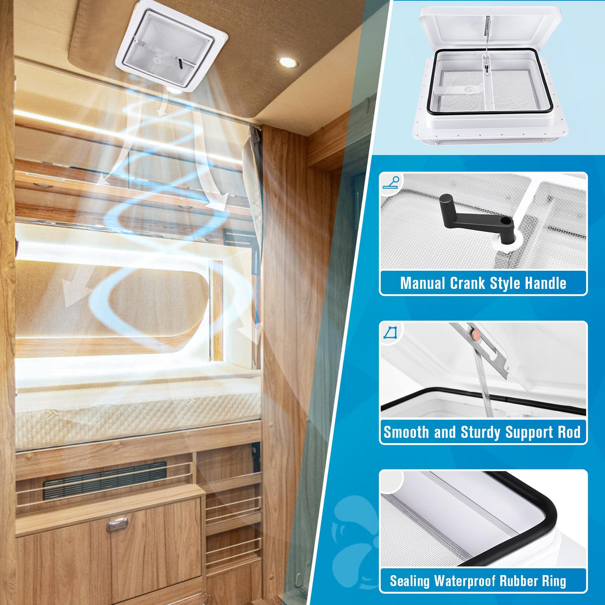 GDDGHS vent open to 45° demonstrating airflow and partial weather shielding