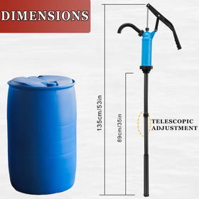 GDDGHS pump beside ruler showing compact collapsed length for easy storage and transport