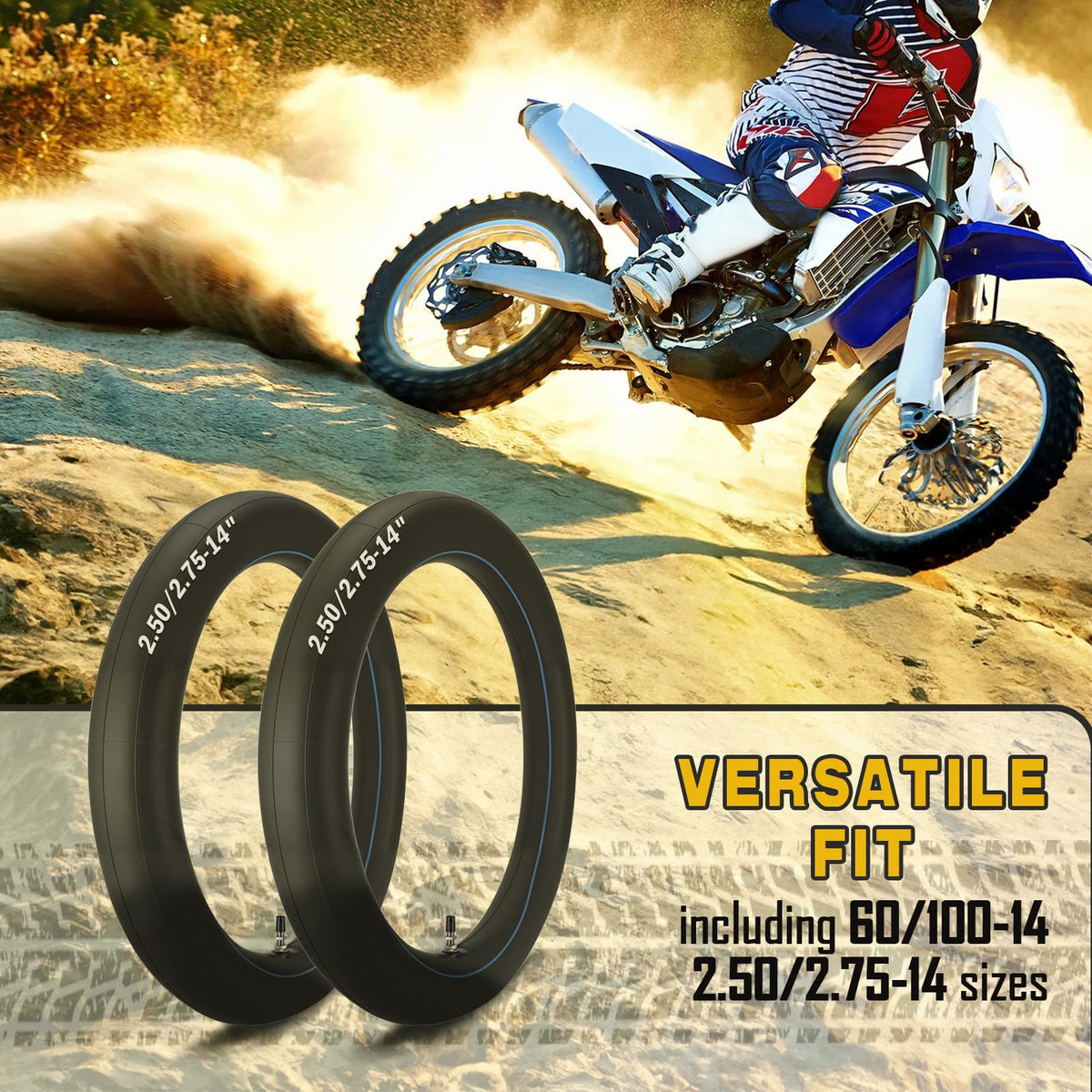 GDHSWJ inner tube installed on dirt bike wheel demonstrating fit and stability