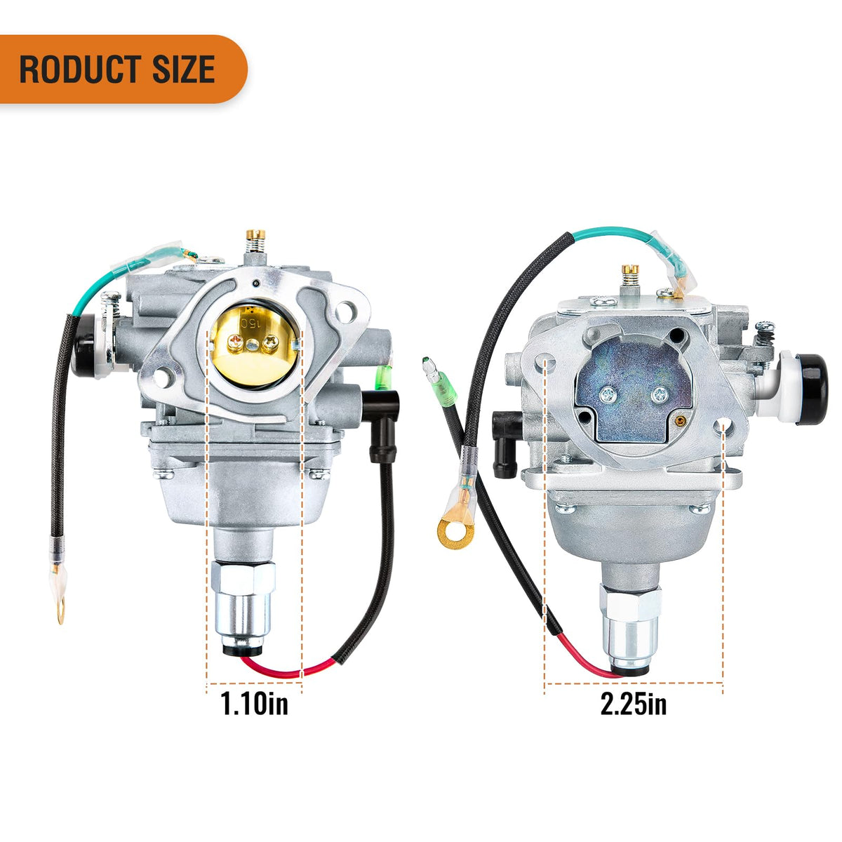 GDLIN carburetor side profile highlighting inlet and outlet connections for correct routing