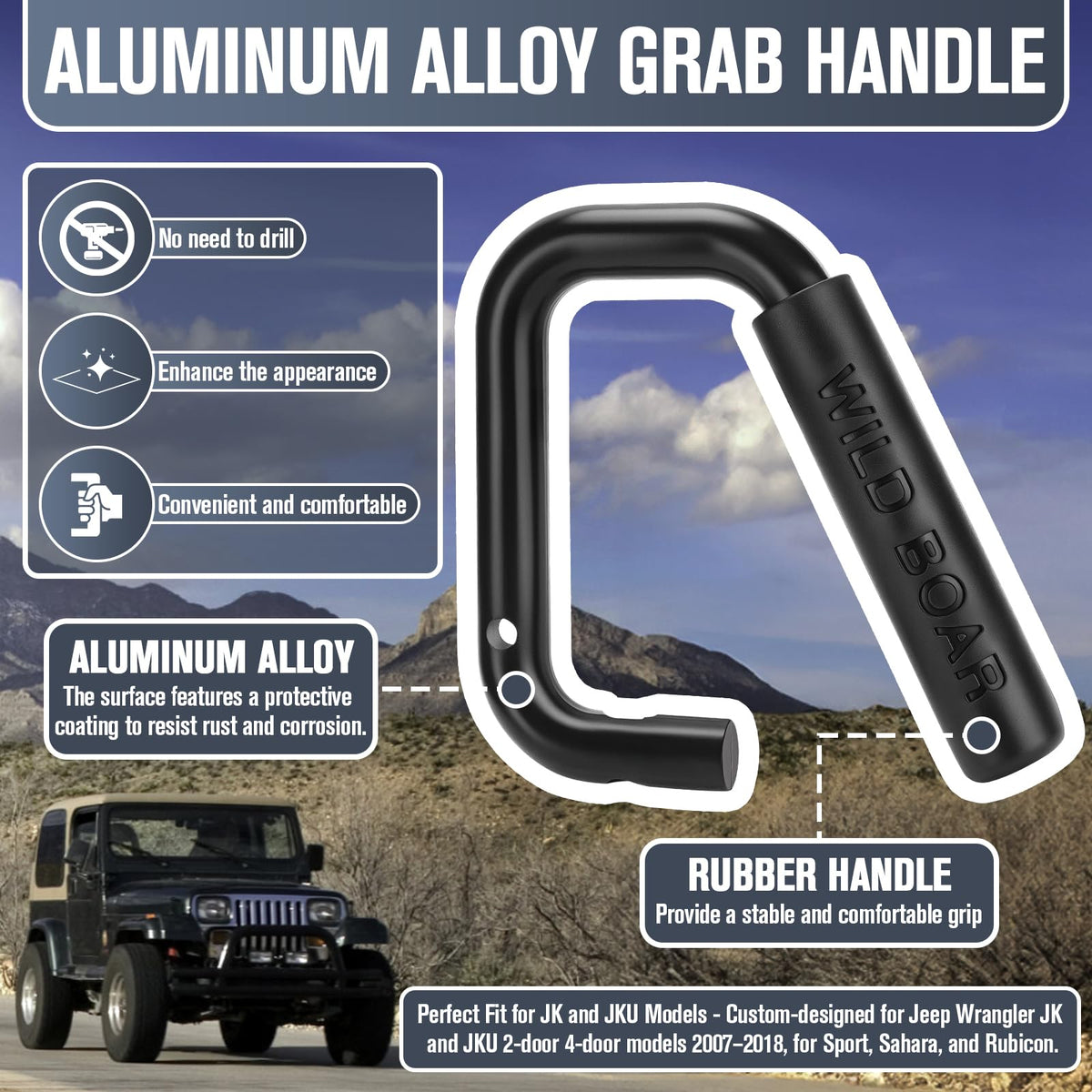 GDLIN installed on driver side Jeep Wrangler JK offering stable passenger support