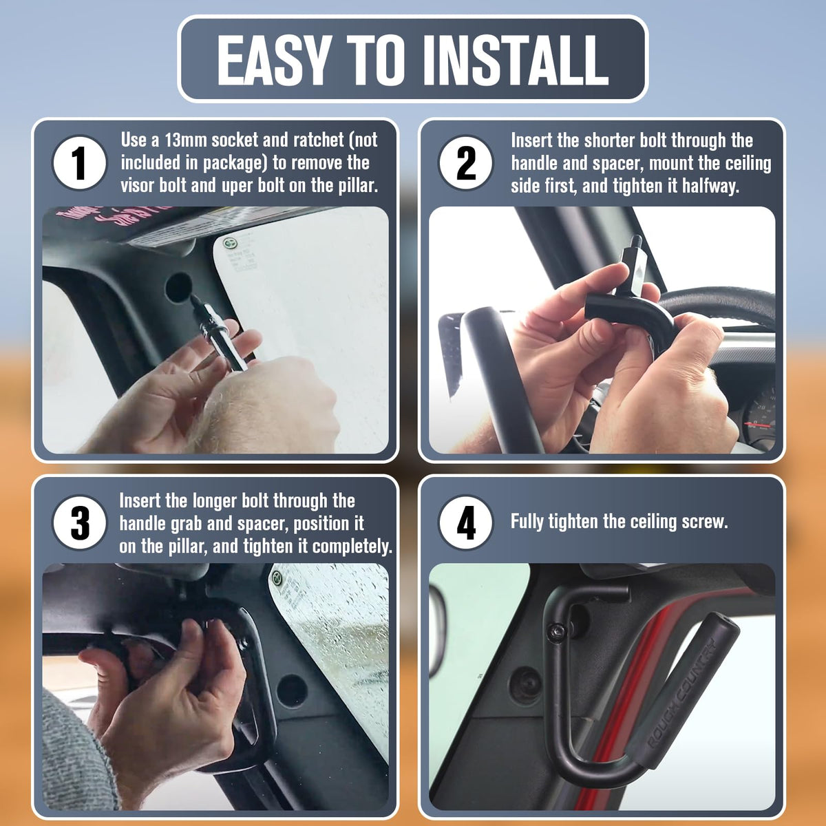 GDLIN installed on passenger side Jeep Wrangler JKU improving entry and exit ease