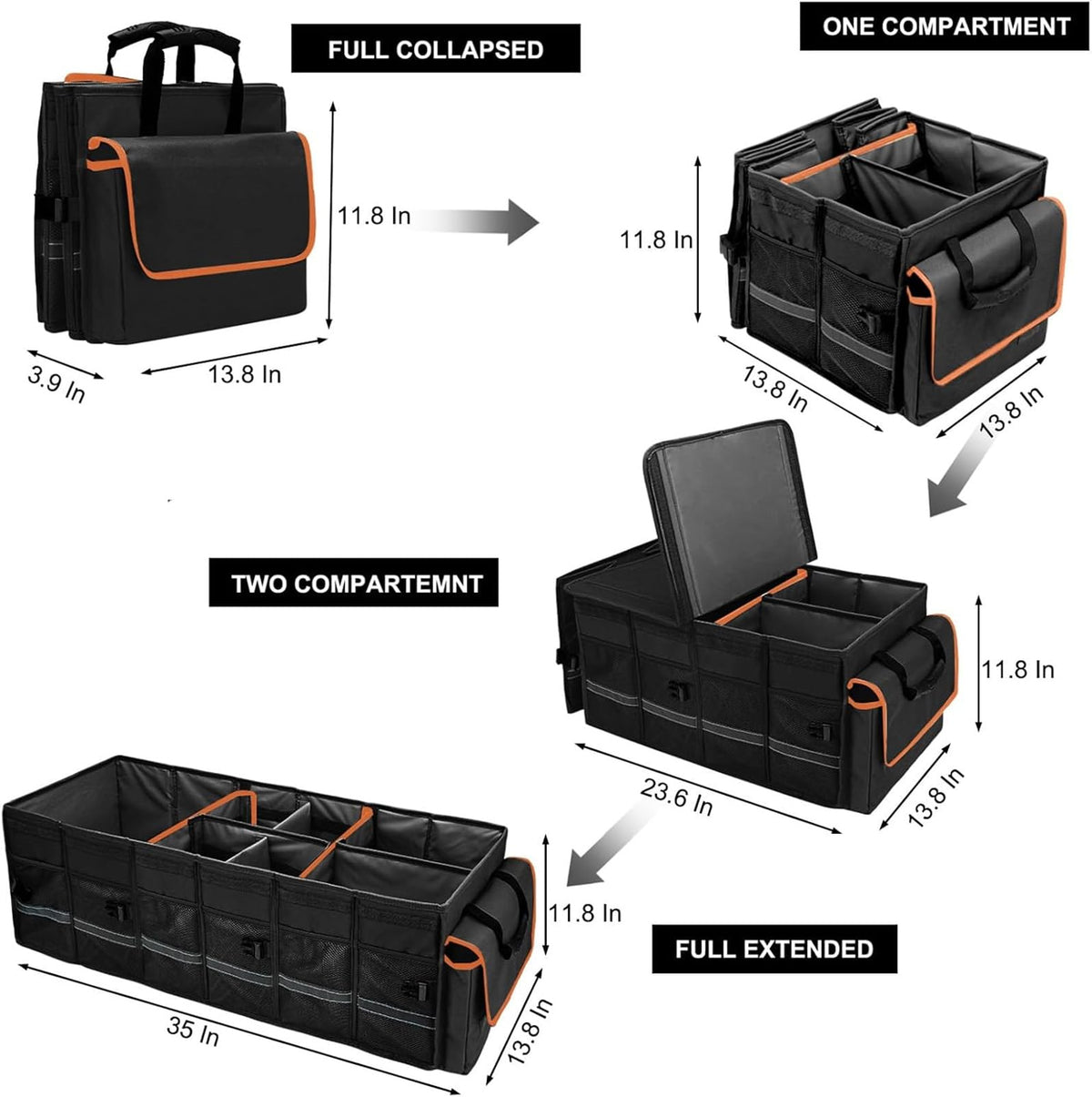GDNasist top view displaying six removable dividers for custom storage