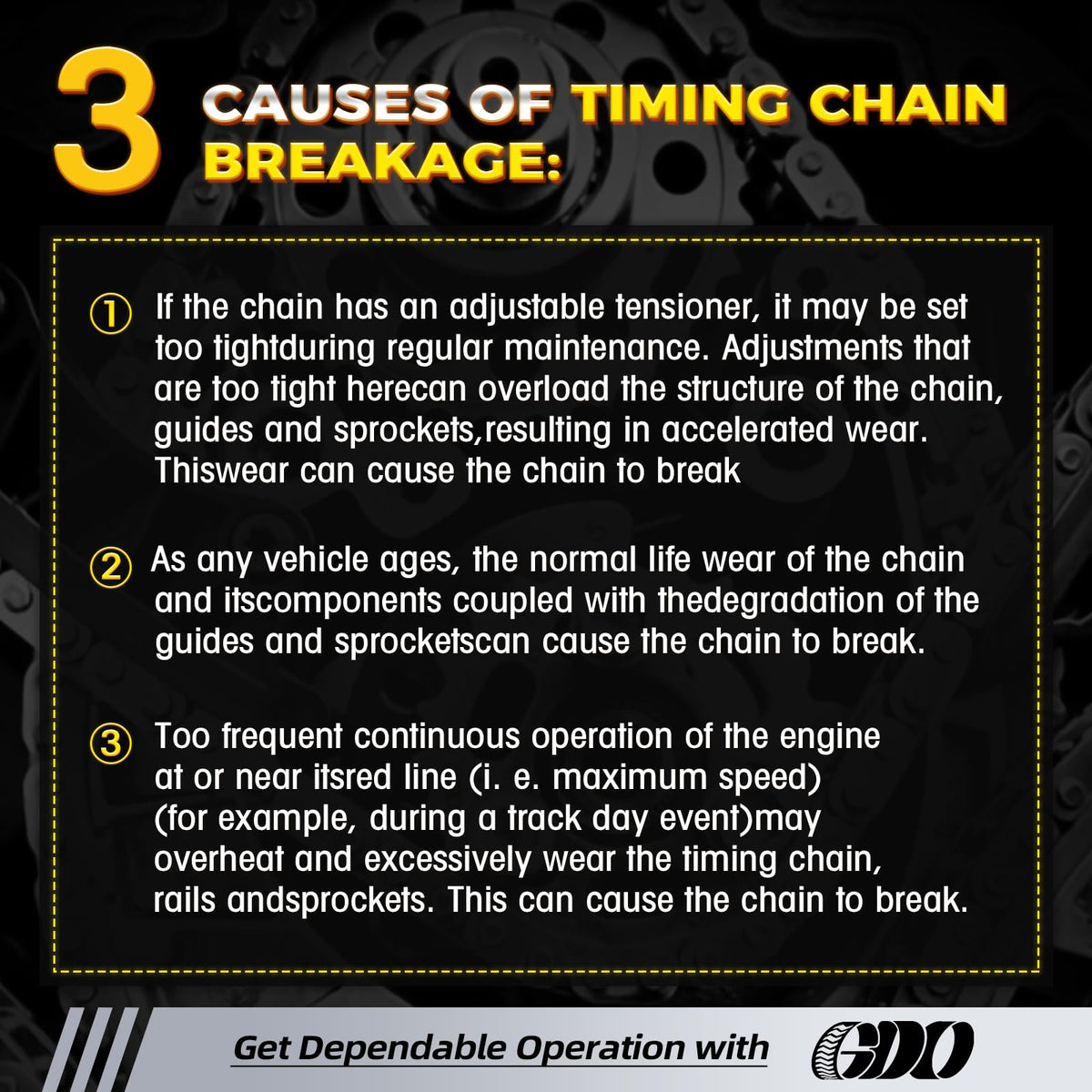 GDO installed timing components in engine bay demonstrating proper placement