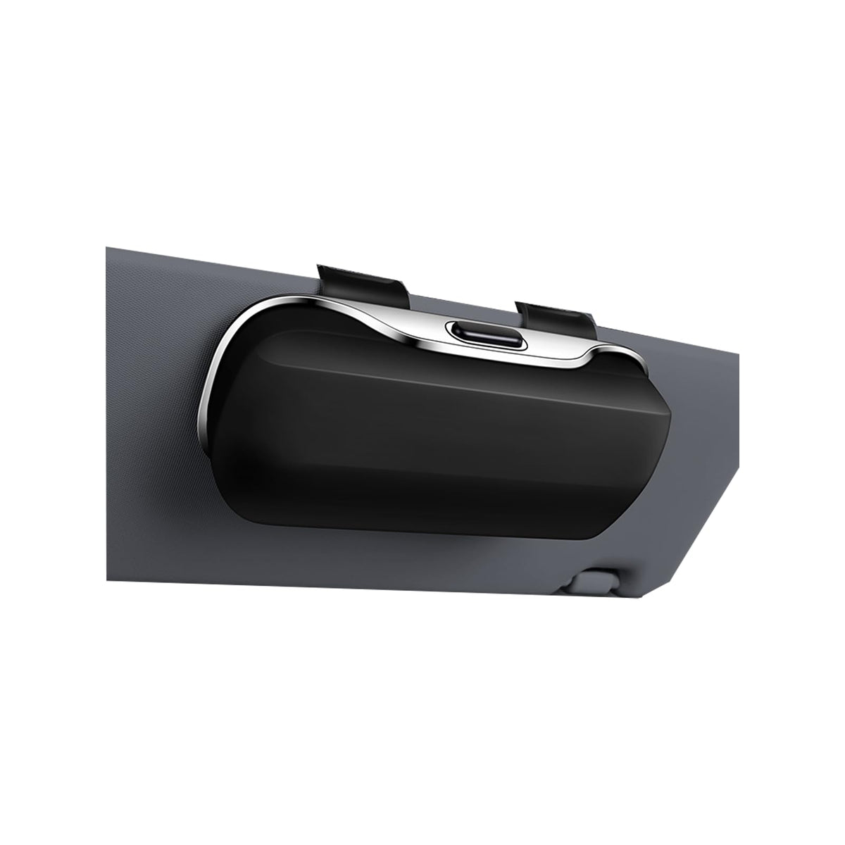 GDQ front view of visor clip showing secure closure and compact design