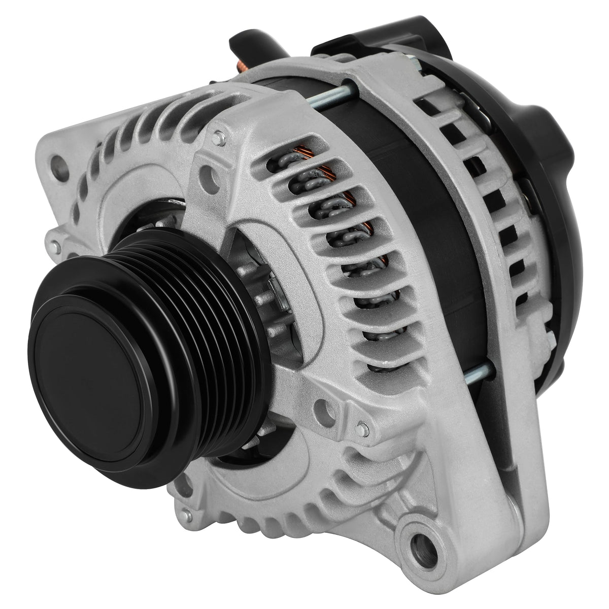 GDSMOTU alternator front view showing mounting points and clean finish for easy fit