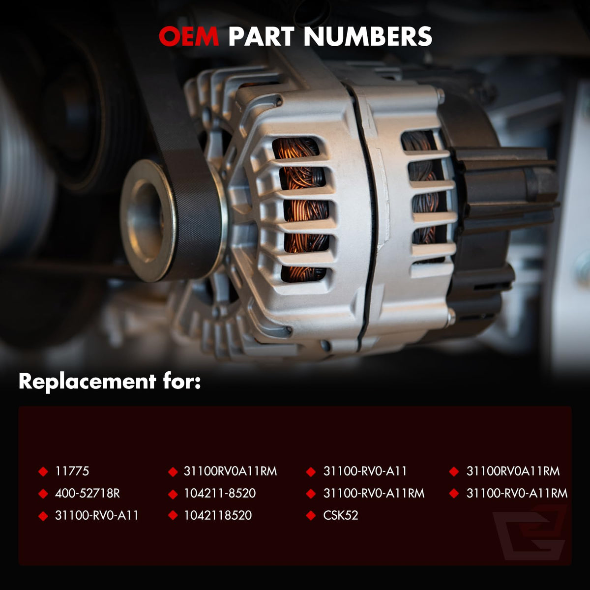GDSMOTU alternator copper windings detail highlighting durable conductive coils