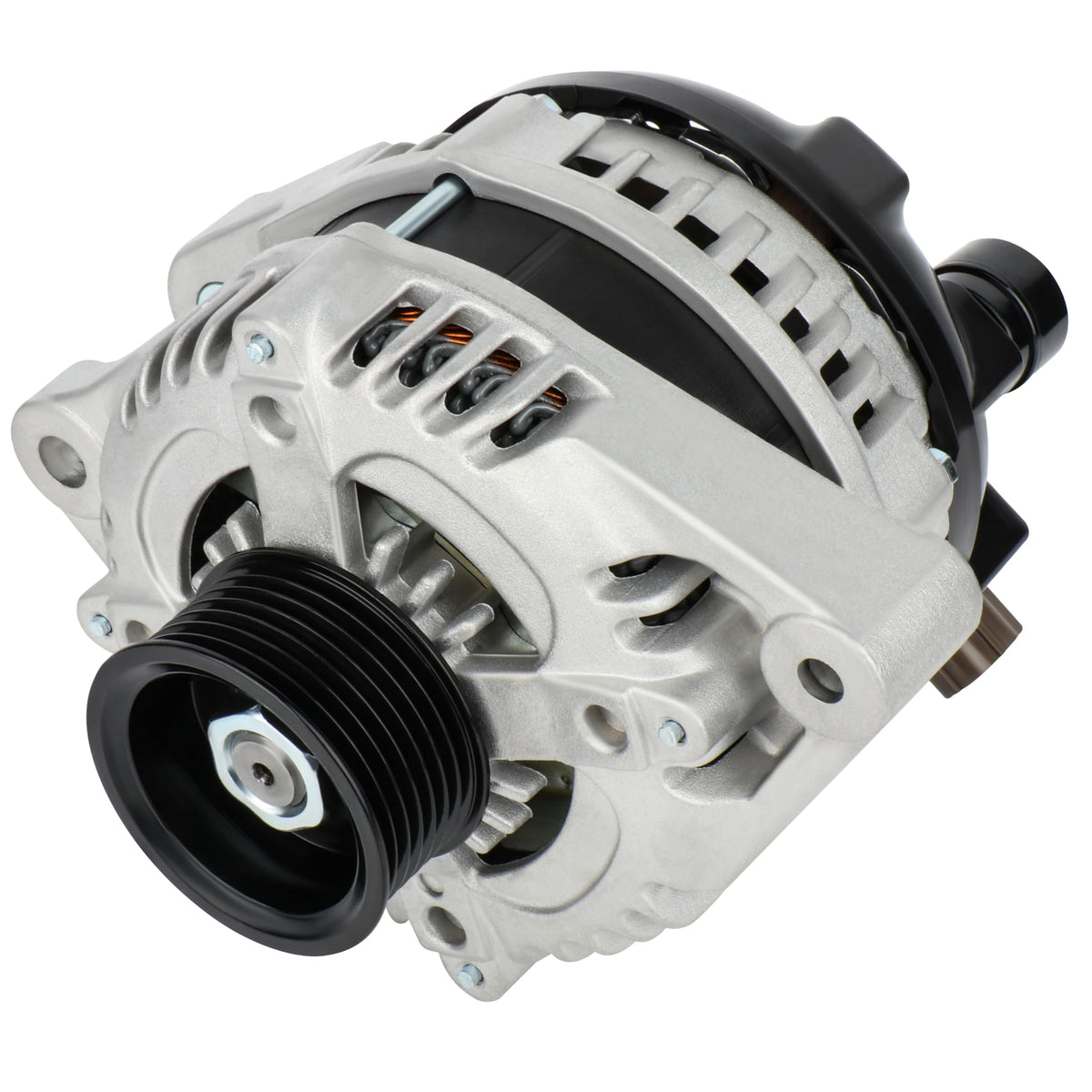 GDSMOTU alternator front view showing mounting points and clean finish for easy fit