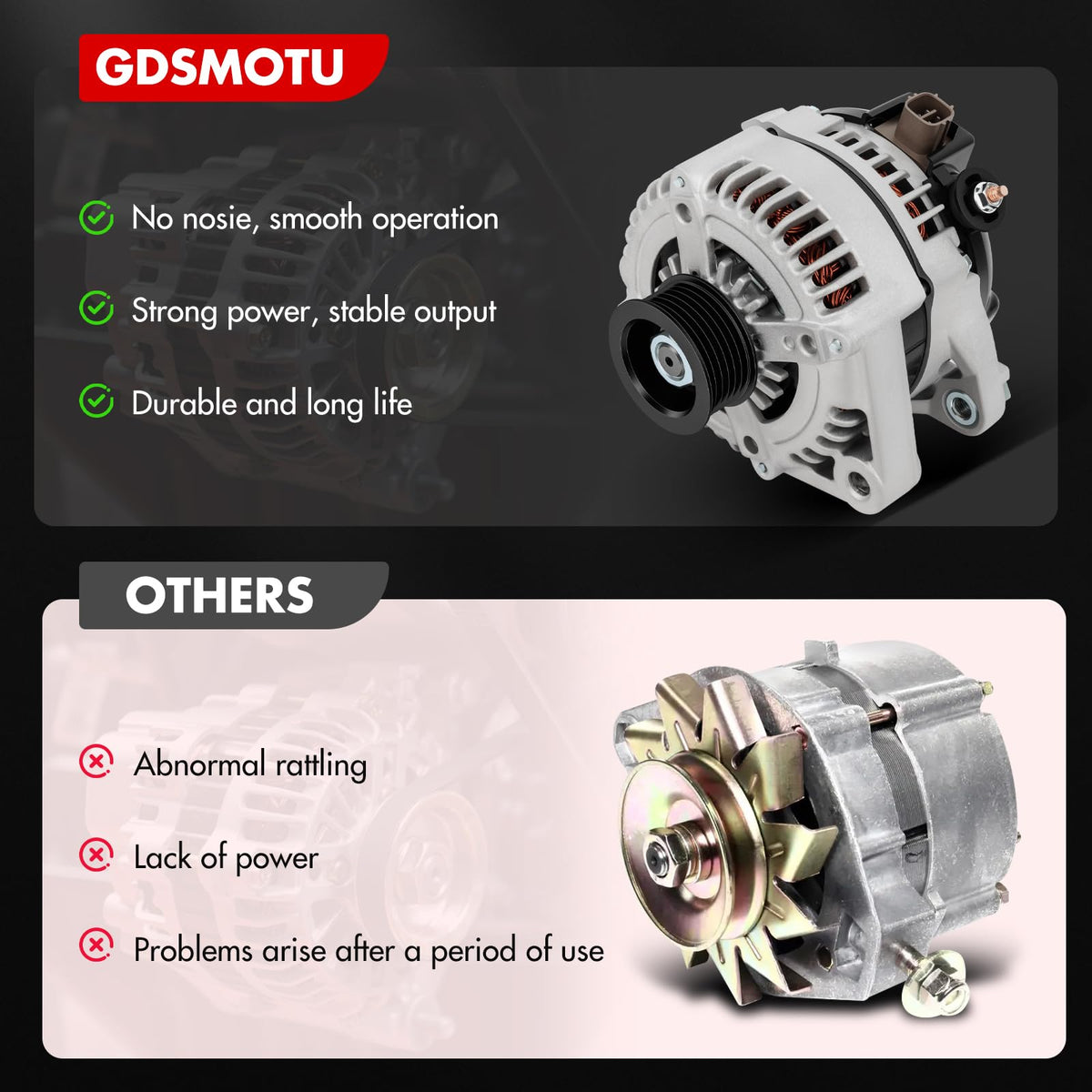 GDSMOTU label close-up showing OEM replacement numbers for confirmation