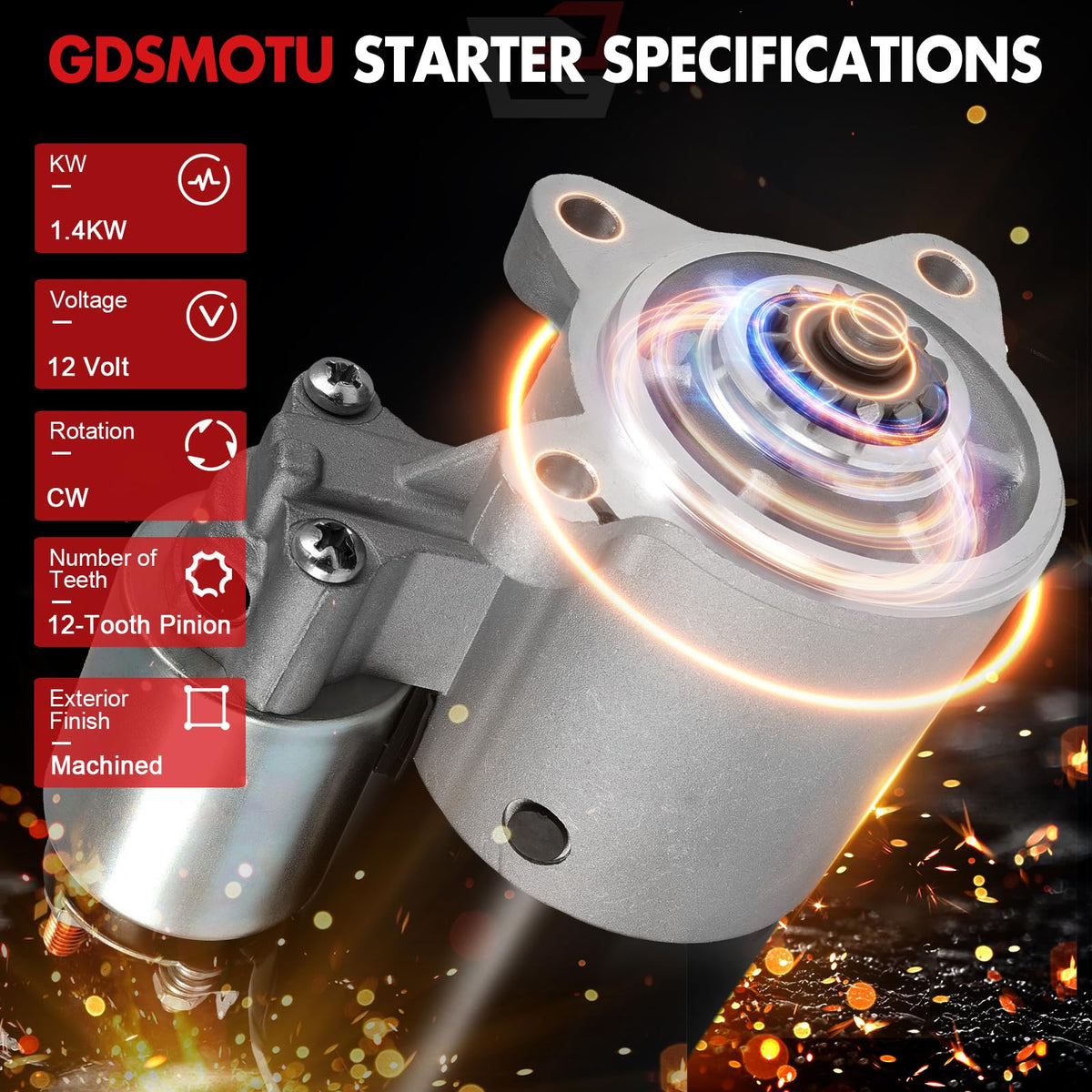 GDSMOTU starter side profile highlighting compact PMGR design and durable casing benefit