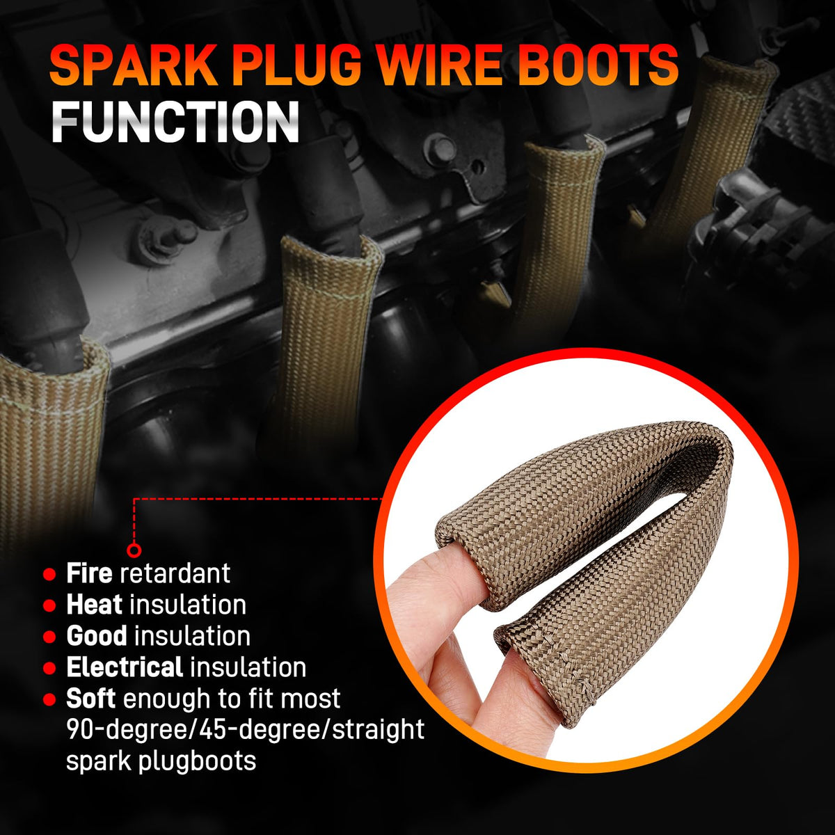 GDUKOP spark plug boot beside ruler showing 6.1 inch length and correct fit