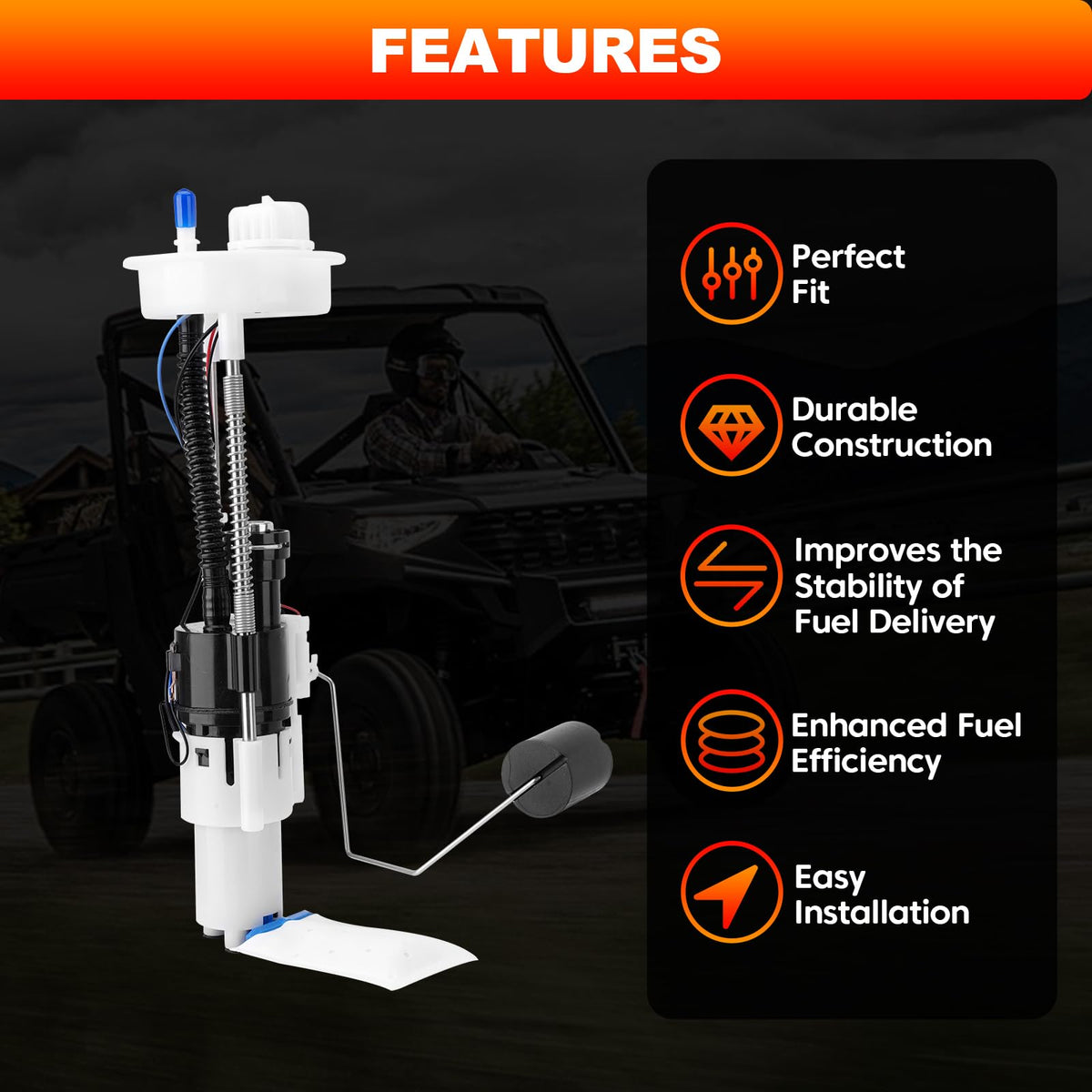 GDUKOP fuel pump installed in a Polaris Ranger tank illustrating correct fitment