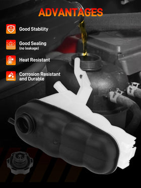 GDUKOP reservoir installed in engine bay showing direct-fit replacement benefit