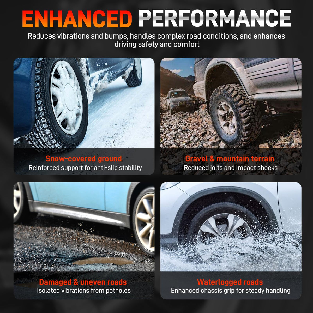 GDUKOP shocks installed on vehicle rear demonstrating restored ride stability