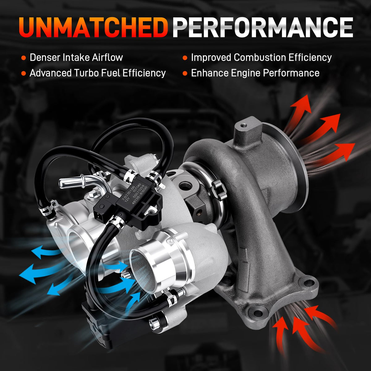 GDUKOP turbocharger mounted in engine bay demonstrating direct-fit replacement