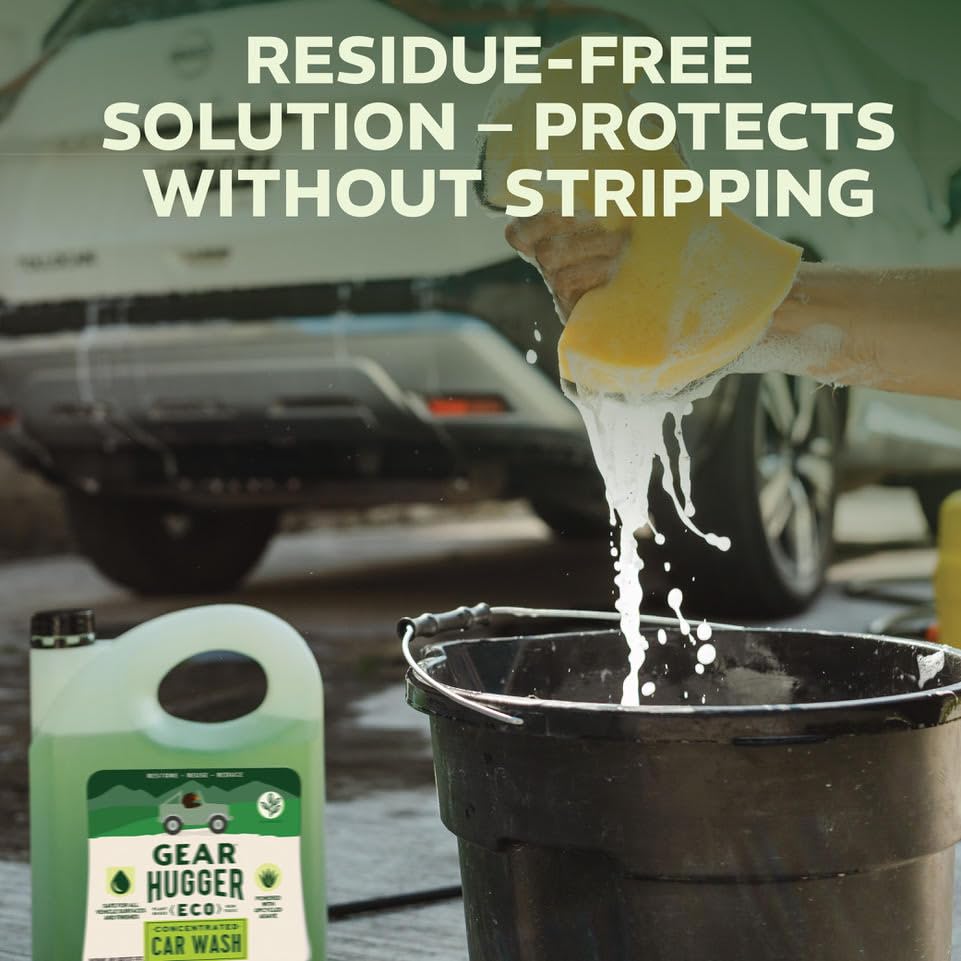 Gear Hugger gallon beside measuring cup showing dilution options for economy