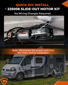 GEARBONE mounted on an RV slide-out demonstrating restored smooth extension