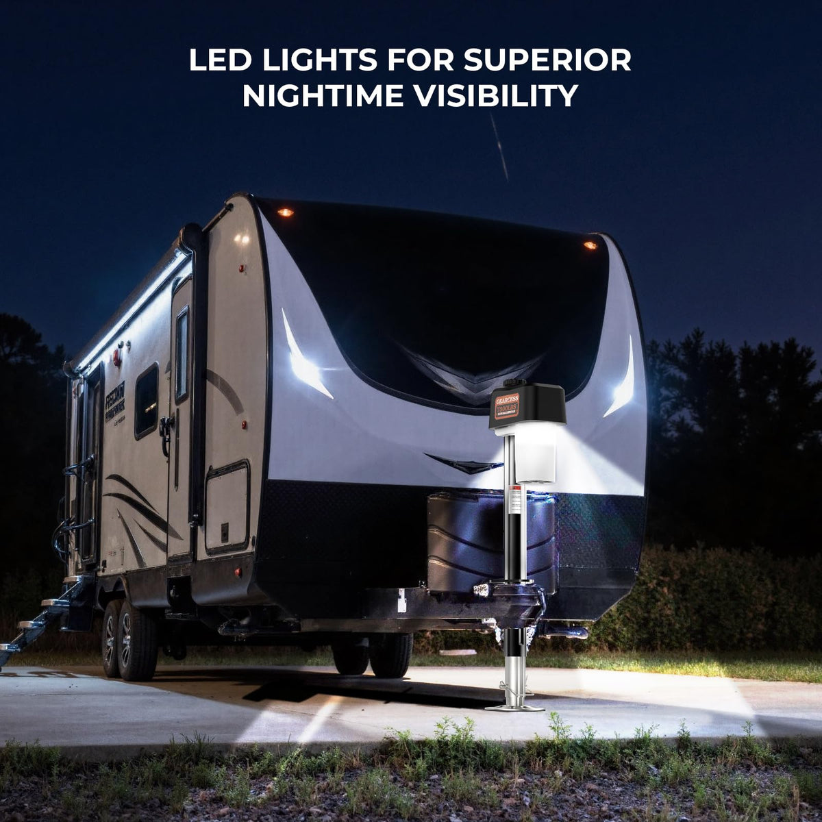 GEARCESS LED light illuminating hitch area for safer nighttime hookup benefit