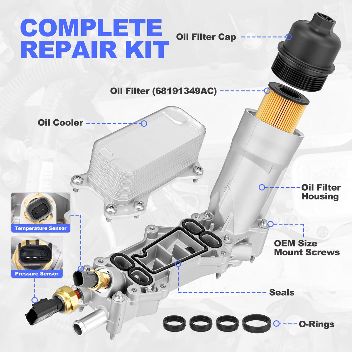 GEARFLEX included oil filter visible to highlight ready-to-install convenience