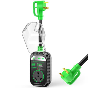 GEARGO front view showing green surge protector for clear identification and reliability