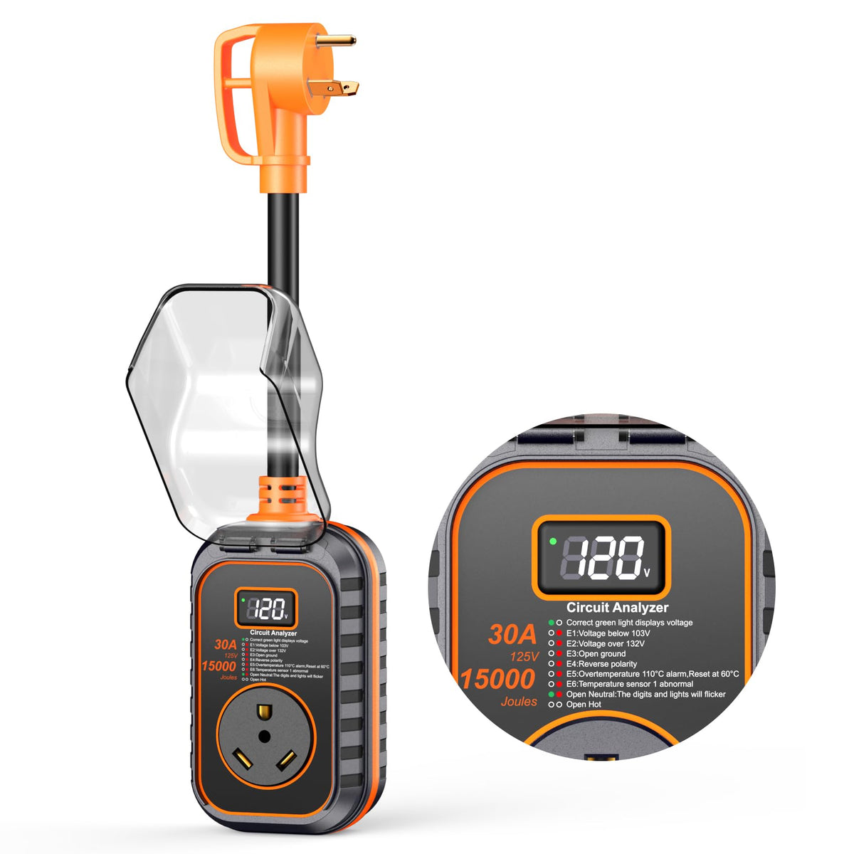 GEARGO front view with LED display showing voltage for easy monitoring