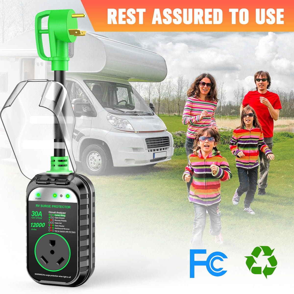 GEARGO in use at campground pedestal offering visible shore power testing benefit