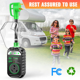 GEARGO in use at campground pedestal offering visible shore power testing benefit